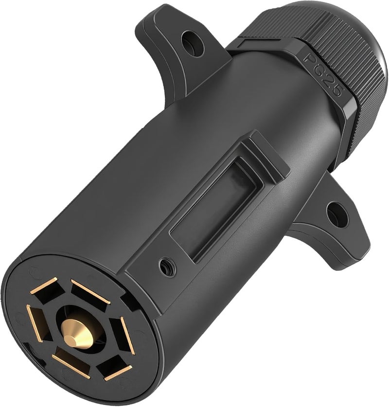 CXTM 7 Pin Trailer Plug with Waterproof Seal, Trailer Side 7 Way Connector 7 Way Round RV-Style Wiring Harness Plug - Image 1